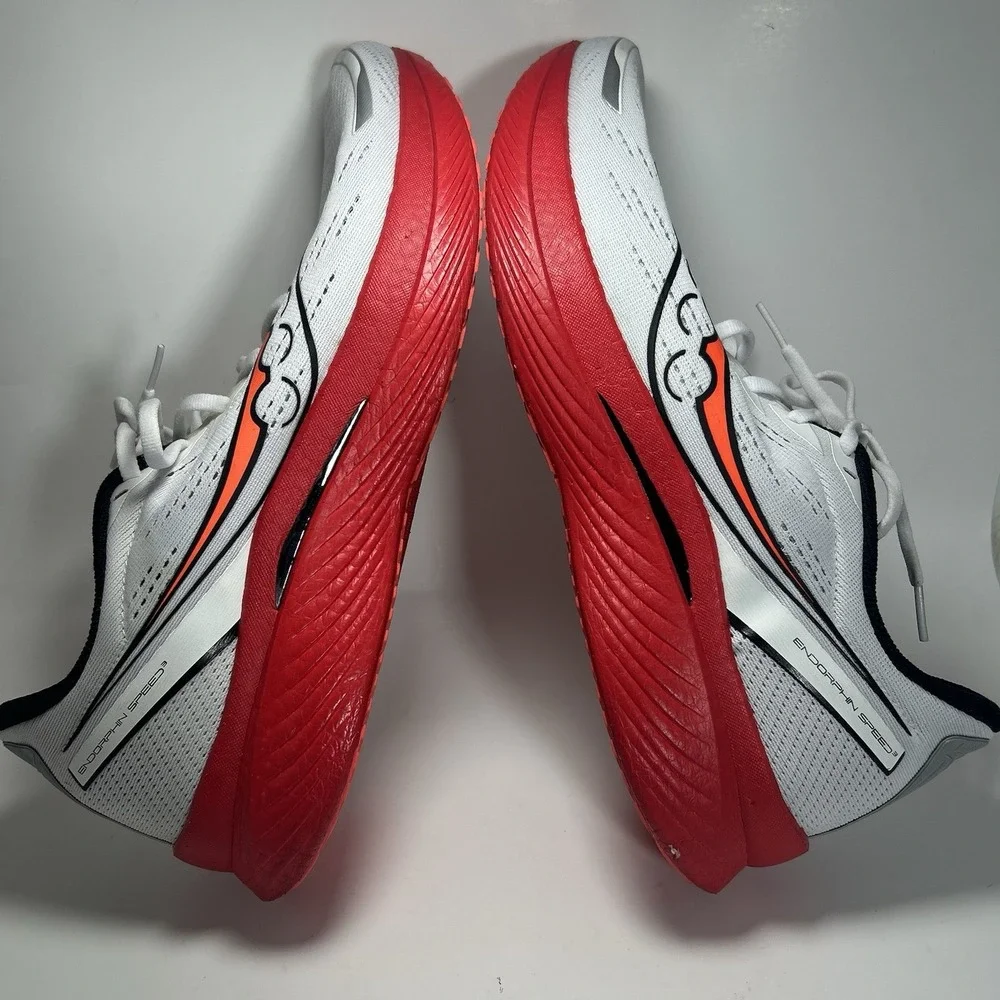 Mens Saucony Endorphin Speed 3 Running Shoes Size‎ 14 White Red No Insoles